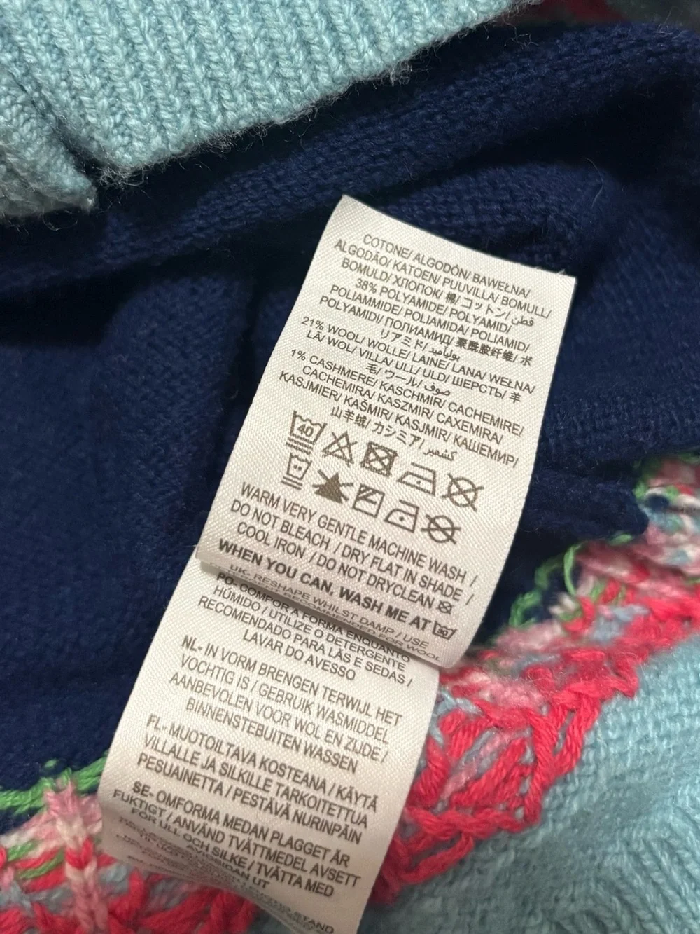 Mini Boden Navy Unicorn Yoke Cardigan with Pink & Light Blue Trim Size 11-12